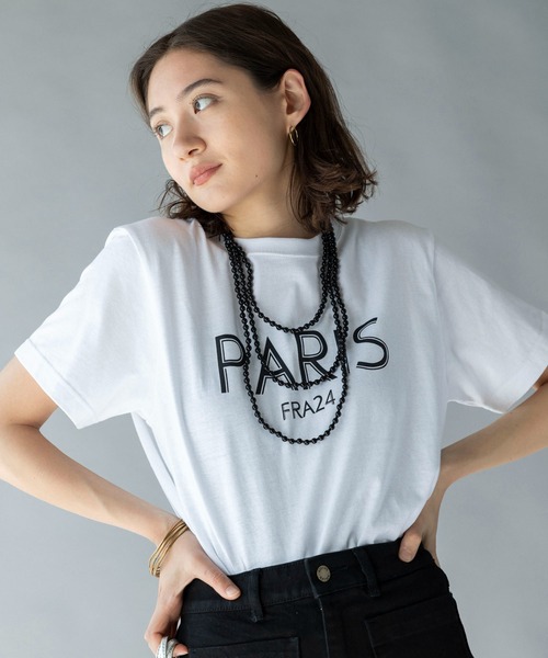 United Athle（ユナイテッドアスレ）の「【UNITED ATHLE】▲ロゴ クルーネック 半袖Tシャツ (PARIS FR24)（Tシャツ/カットソー・レディース・ネイビー/ブラック/ホワイト・L/S/M）」の14枚目の写真