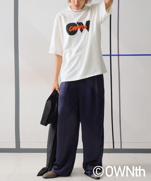 OWNth(オンス)の「ロゴ刺繍Tシャツ(Tシャツ/カットソー・レディース・ホワイト/ブラック・P/R)」の4枚目の写真