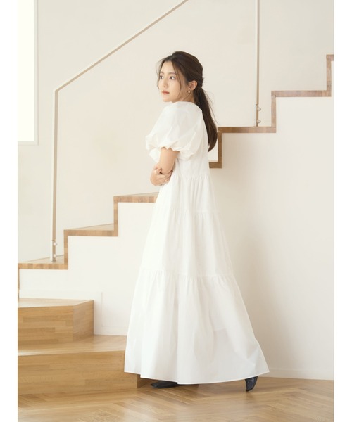 Stylevoice for xxx パフスリーブティアードワンピース Stylevoice for xxx パフスリーブティアードワンピース