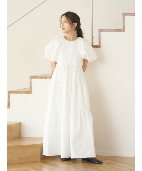 セール】＜yuiさんコラボ＞パフスリーブティアードワンピース