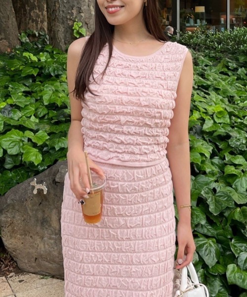 rienda（リエンダ）の「ポップコーンニットトップス（ニット/セーター・レディース・ピンク/ホワイト/ブルー/ブラック・FREE）」の4枚目の写真