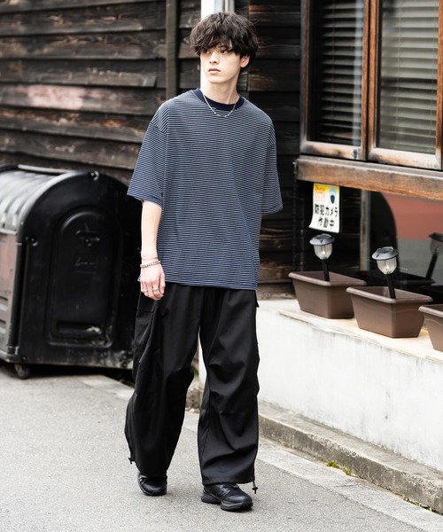 Rocky Monroe(ロッキーモンロー)の「オーバーサイズマイクロボーダー半袖Tシャツ(Tシャツ/カットソー・メンズ・ホワイト/ブラック/ネイビー・XL/L/M)」の14枚目の写真