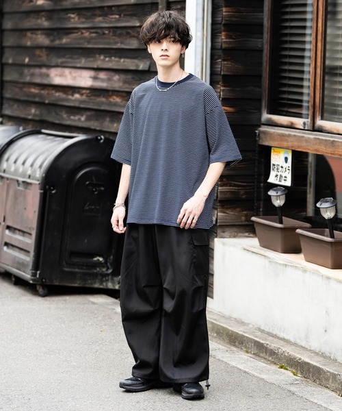 Rocky Monroe(ロッキーモンロー)の「オーバーサイズマイクロボーダー半袖Tシャツ(Tシャツ/カットソー・メンズ・ホワイト/ブラック/ネイビー・XL/L/M)」の15枚目の写真