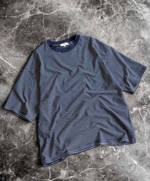 Rocky Monroe(ロッキーモンロー)の「オーバーサイズマイクロボーダー半袖Tシャツ(Tシャツ/カットソー・メンズ・ホワイト/ブラック/ネイビー・XL/L/M)」の16枚目の写真