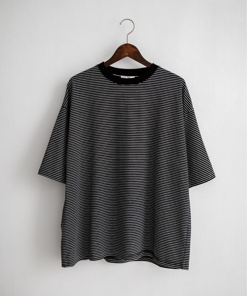 Rocky Monroe(ロッキーモンロー)の「オーバーサイズマイクロボーダー半袖Tシャツ(Tシャツ/カットソー・メンズ・ホワイト/ブラック/ネイビー・XL/L/M)」の18枚目の写真