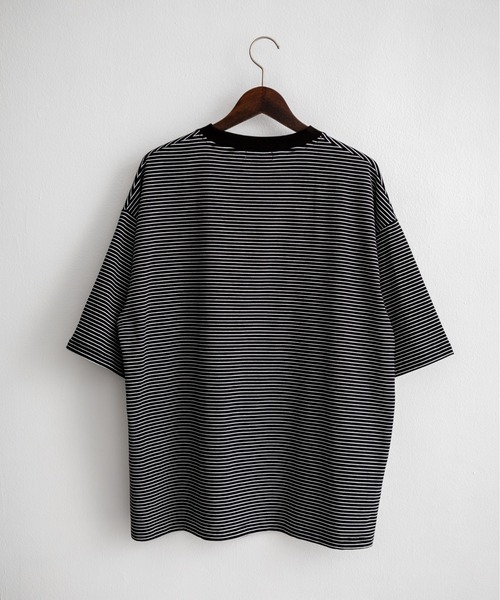 Rocky Monroe(ロッキーモンロー)の「オーバーサイズマイクロボーダー半袖Tシャツ(Tシャツ/カットソー・メンズ・ホワイト/ブラック/ネイビー・XL/L/M)」の19枚目の写真