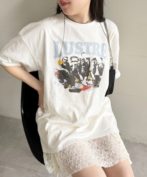 one after another NICE CLAUP(ワンアフターアナザーナイスクラップ)の「オーバーサイズバンドT(Tシャツ/カットソー・レディース・サックスブルー/オフホワイト/チャコールグレー・FREE)」の2枚目の写真