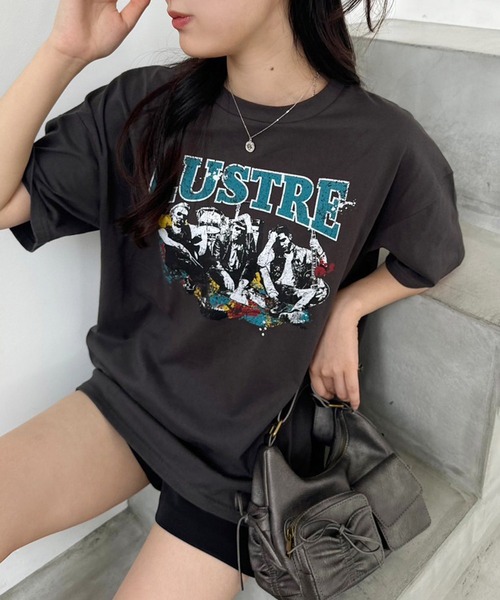 one after another NICE CLAUP(ワンアフターアナザーナイスクラップ)の「オーバーサイズバンドT(Tシャツ/カットソー・レディース・サックスブルー/オフホワイト/チャコールグレー・FREE)」の1枚目の写真