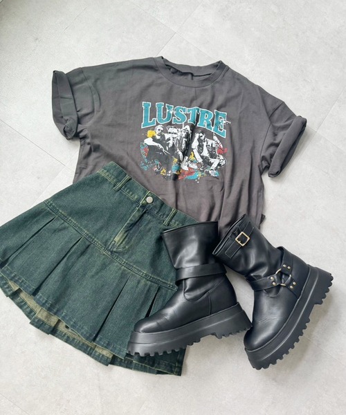 one after another NICE CLAUP(ワンアフターアナザーナイスクラップ)の「オーバーサイズバンドT(Tシャツ/カットソー・レディース・サックスブルー/オフホワイト/チャコールグレー・FREE)」の5枚目の写真