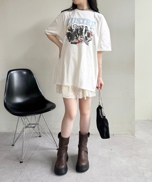 one after another NICE CLAUP(ワンアフターアナザーナイスクラップ)の「オーバーサイズバンドT(Tシャツ/カットソー・レディース・サックスブルー/オフホワイト/チャコールグレー・FREE)」の4枚目の写真