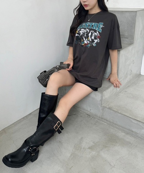 one after another NICE CLAUP(ワンアフターアナザーナイスクラップ)の「オーバーサイズバンドT(Tシャツ/カットソー・レディース・サックスブルー/オフホワイト/チャコールグレー・FREE)」の9枚目の写真
