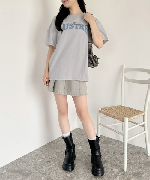 one after another NICE CLAUP(ワンアフターアナザーナイスクラップ)の「オーバーサイズバンドT(Tシャツ/カットソー・レディース・サックスブルー/オフホワイト/チャコールグレー・FREE)」の14枚目の写真