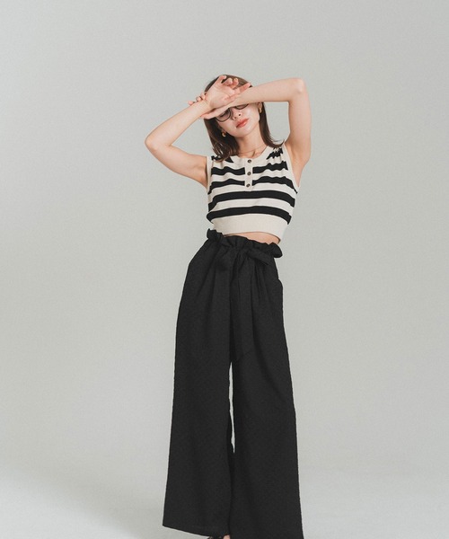 RANCLIC(ランクリック)の「gather ribbon wide pants【RC】(その他パンツ・レディース・PINK/Beige/Black・FREE)」の2枚目の写真