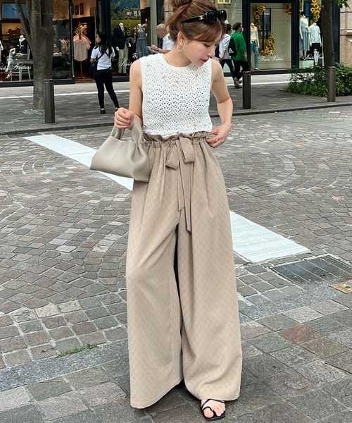RANCLIC(ランクリック)の「gather ribbon wide pants【RC】(その他パンツ・レディース・PINK/Beige/Black・FREE)」の3枚目の写真