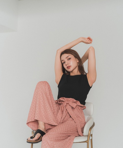 RANCLIC(ランクリック)の「gather ribbon wide pants【RC】(その他パンツ・レディース・PINK/Beige/Black・FREE)」の8枚目の写真