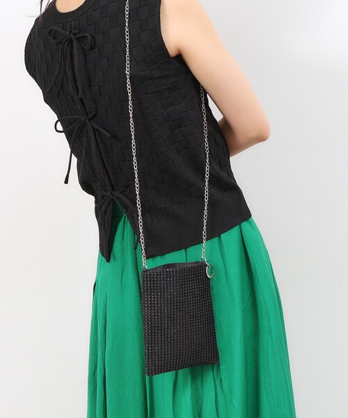 OPAQUE.CLIP（オペークドットクリップ）の「ラインストーン調シャイニーミニショルダーバッグ（ショルダーバッグ・レディース・チャコールグレー/シルバー/ブロンズ/ブラック・00）」の5枚目の写真