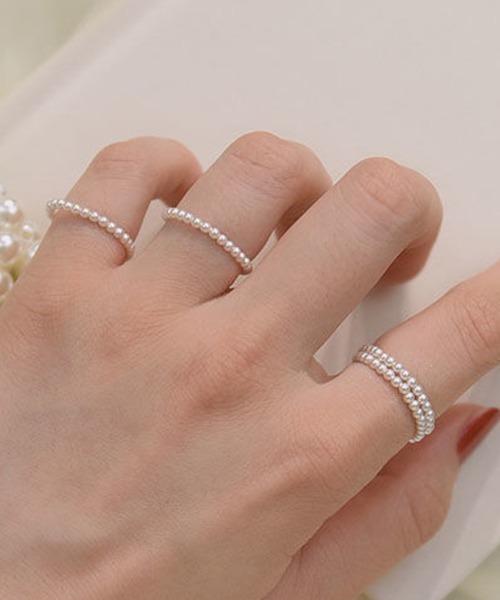 Coo+i（クーイ）の「パールビーズリング 1mm 2mm 3mm（リング・レディース・ホワイト系1/ホワイト系2/ホワイト系3・FREE）」の12枚目の写真