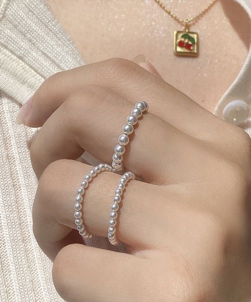 Coo+i（クーイ）の「パールビーズリング 1mm 2mm 3mm（リング・レディース・ホワイト系1/ホワイト系2/ホワイト系3・FREE）」の9枚目の写真