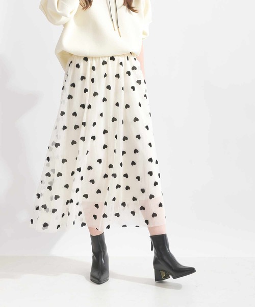 Lo-Fi（ローファイ）の「ハートフロッキーチュールスカート（スカート・レディース・ブラック/ベージュ・M）」の3枚目の写真