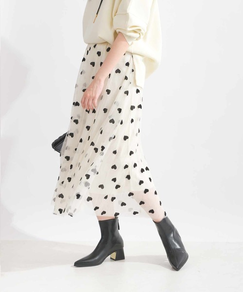 Lo-Fi（ローファイ）の「ハートフロッキーチュールスカート（スカート・レディース・ブラック/ベージュ・M）」の4枚目の写真