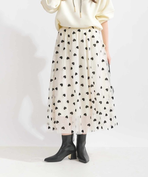Lo-Fi（ローファイ）の「ハートフロッキーチュールスカート（スカート・レディース・ブラック/ベージュ・M）」の6枚目の写真