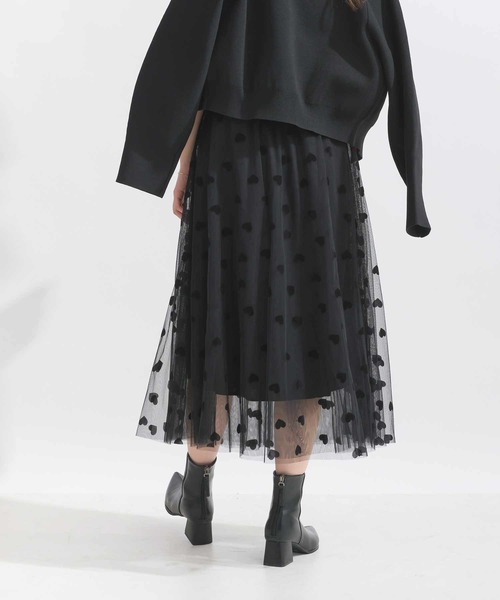 Lo-Fi（ローファイ）の「ハートフロッキーチュールスカート（スカート・レディース・ブラック/ベージュ・M）」の12枚目の写真