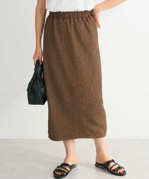 Green　Parks（グリーンパークス）の「BEST PRICE フクレジャガードIラインスカート（スカート・レディース・ブラック/アイボリー/グリーン/ベージュ/パープル・FREE）」の3枚目の写真