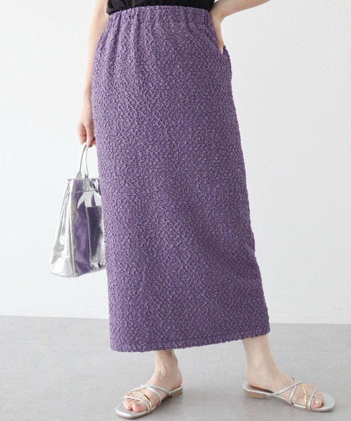 Green　Parks（グリーンパークス）の「BEST PRICE フクレジャガードIラインスカート（スカート・レディース・ブラック/アイボリー/グリーン/ベージュ/パープル・FREE）」の5枚目の写真