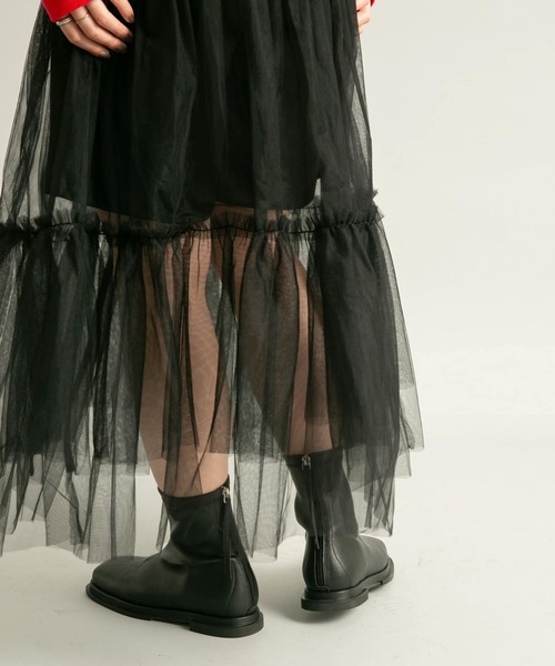 KBF（ケイビーエフ）の「スクエアトゥフラットブーツ（ブーツ・レディース・ダークブラウン/ブラック・38/36/37）」の6枚目の写真