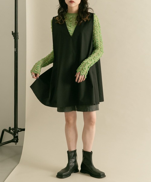 KBF（ケイビーエフ）の「スクエアトゥフラットブーツ（ブーツ・レディース・ダークブラウン/ブラック・38/36/37）」の7枚目の写真