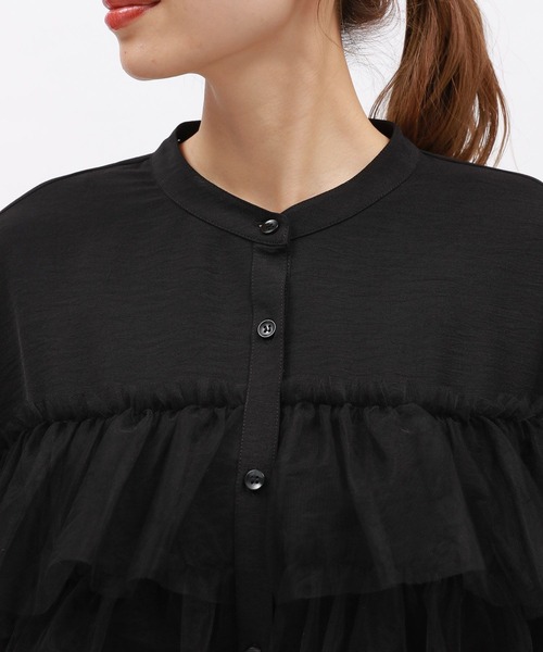 LAKOLE(ラコレ)の「チュールドッキングシャツ6分袖 / 140464(シャツ/ブラウス・レディース・ブラック/グレー/ホワイト・SMALL/MEDIUM)」の9枚目の写真