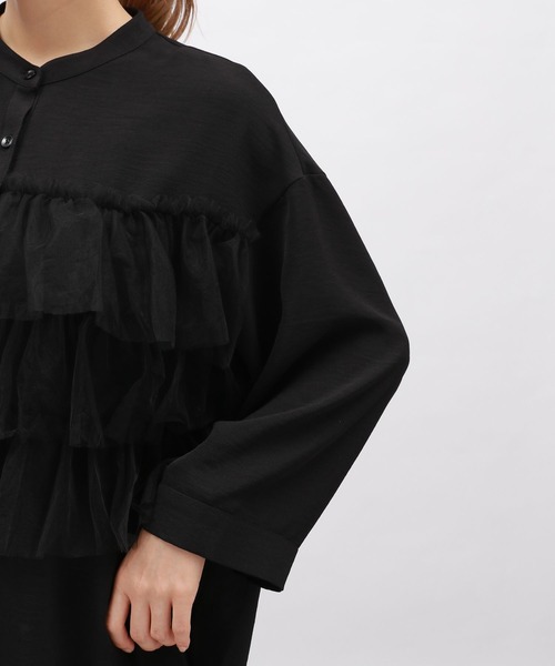 LAKOLE(ラコレ)の「チュールドッキングシャツ6分袖 / 140464(シャツ/ブラウス・レディース・ブラック/グレー/ホワイト・SMALL/MEDIUM)」の8枚目の写真
