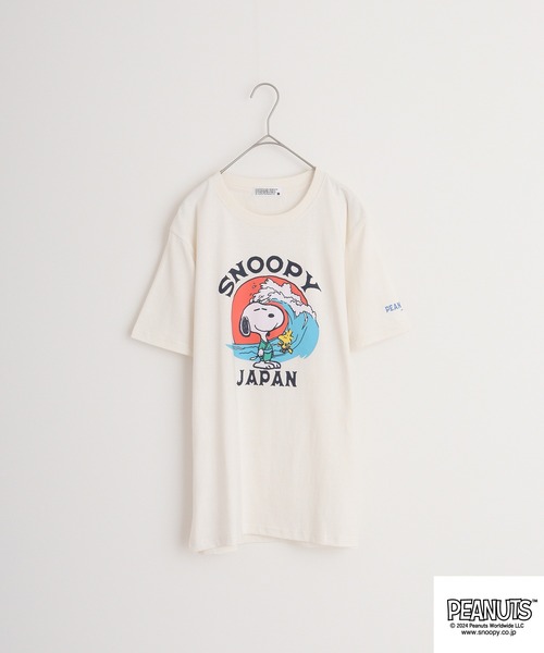 PEANUTS(ピーナッツ)の「PEANUTS 天竺和柄サーフTシャツ(Tシャツ/カットソー・メンズ・オフホワイト/クリーム/ダークブルー/チャコール/ホワイト系/グリーン・M/L/LL)」の12枚目の写真