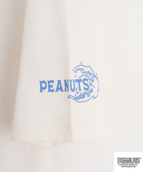 PEANUTS(ピーナッツ)の「PEANUTS 天竺和柄サーフTシャツ(Tシャツ/カットソー・メンズ・オフホワイト/クリーム/ダークブルー/チャコール/ホワイト系/グリーン・M/L/LL)」の9枚目の写真