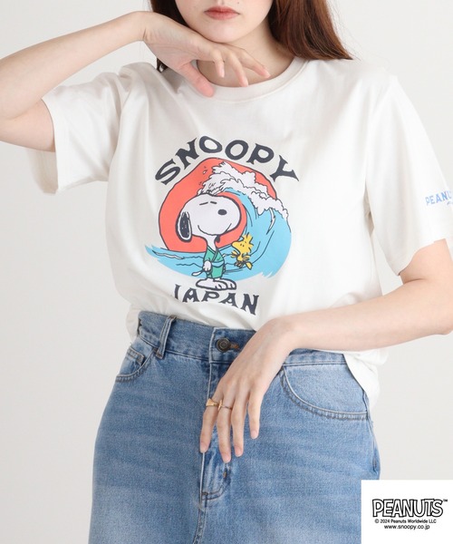 PEANUTS(ピーナッツ)の「PEANUTS 天竺和柄サーフTシャツ(Tシャツ/カットソー・メンズ・オフホワイト/クリーム/ダークブルー/チャコール/ホワイト系/グリーン・M/L/LL)」の19枚目の写真