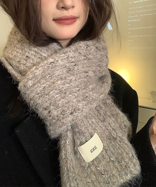 ふわふわ マルチカラー ニットマフラー cula993（マフラー）｜c.u.l