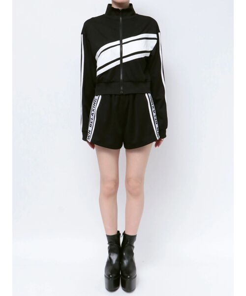 GYDA（ジェイダ）の「【SETUP着用可】RELAXING ON MY OWNロゴラインジャケット（ブルゾン・レディース・オフホワイト/ブラック・FREE）」の3枚目の写真