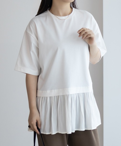HusHusH（ハッシュアッシュ）の「HusHusH 裾フリル切り替え 5分袖プルオーバー（Tシャツ/カットソー・レディース・ブラック/オフホワイト/チャコールグレー・M/L）」の11枚目の写真