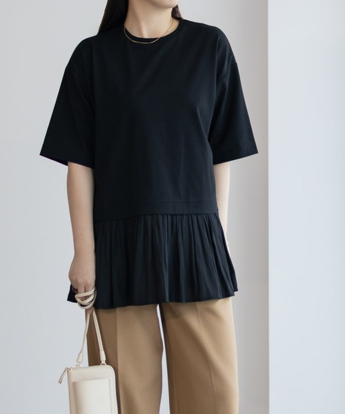 HusHusH（ハッシュアッシュ）の「HusHusH 裾フリル切り替え 5分袖プルオーバー（Tシャツ/カットソー・レディース・ブラック/オフホワイト/チャコールグレー・M/L）」の12枚目の写真