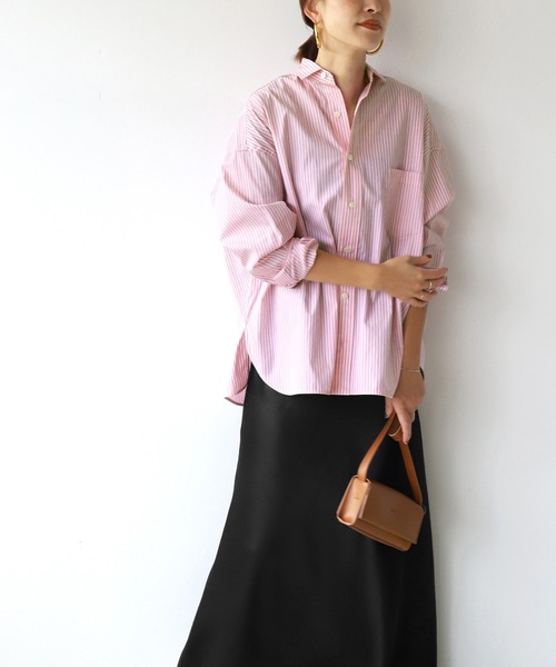 美品　ティッカ　シアースクエアビッグシャツ　ピンク　長袖ブラウス　手洗い可 美品 ティッカ シアースクエアビッグシャツ ピンク 長袖ブラウス