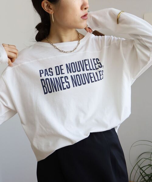le.coeur blanc（ルクールブラン）の「BONNES VOUVELLES ロゴプリントTシャツ（Tシャツ/カットソー・レディース・ダークグレー/オフホワイト・38）」の2枚目の写真
