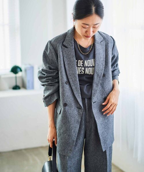 le.coeur blanc（ルクールブラン）の「BONNES VOUVELLES ロゴプリントTシャツ（Tシャツ/カットソー・レディース・ダークグレー/オフホワイト・38）」の5枚目の写真