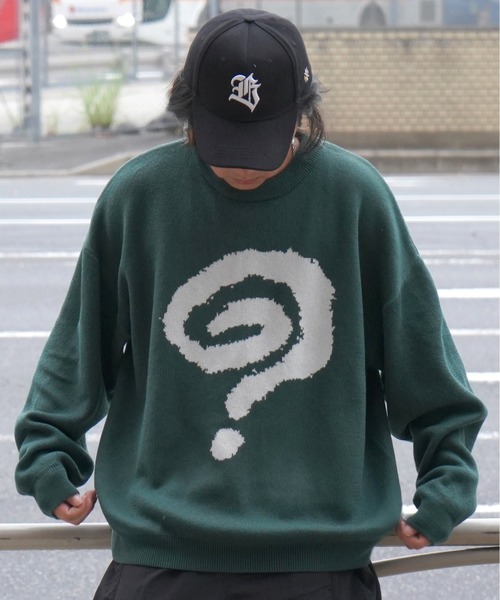 ILL'S(イルズ)の「8ボールダイス / クラウン / クエスチョン フロントグラフィック ビッグシルエット ストリートロゴジャガードニット(ニット/セーター・メンズ・グリーン系その他/グリーン系その他2/ホワイト/ホワイト系その他/グリーン/ブラック/ブラック系その他2/ホワイト系その他2/ブラック系その他・M/L)」の8枚目の写真