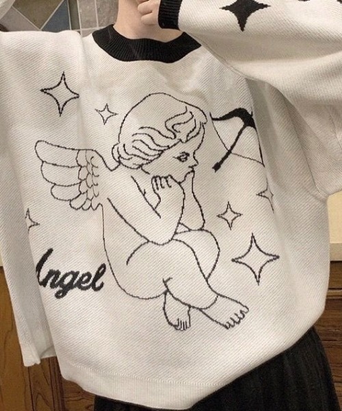 セール】天使柄＆羽根翼 ニット セーター（ニット/セーター