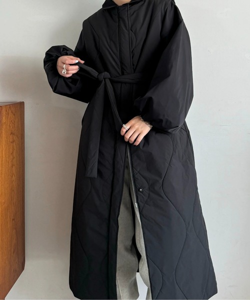 セール】short frill jacket × wave quilting long gilet set