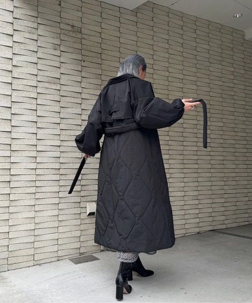 セール】short frill jacket × wave quilting long gilet set