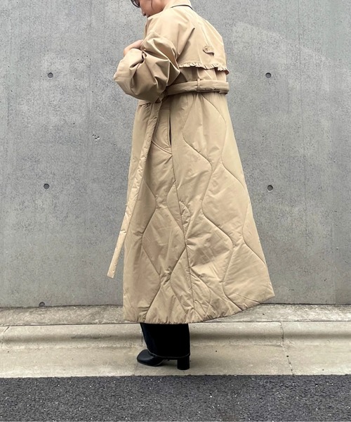 ジャケット・アウター willfully flare long coat セール】short frill jacket × wave quilting long gilet set coat