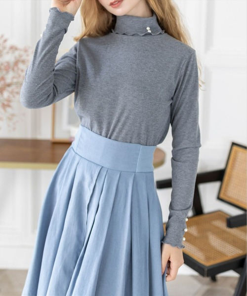 clear（クリア）の「パール付きメロウトップス [着回し抜群 大人フェミニン]≪2024AW新作≫（Tシャツ/カットソー・レディース・アイボリー/グレー/ブラック・F）」の16枚目の写真