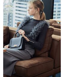 MERCURYDUO | パール付きフレアスリーブリブニット(ニット/セーター)