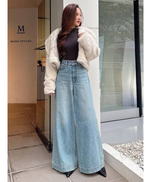 MERCURYDUO（マーキュリーデュオ）の「パール付きフレアスリーブリブニット（ニット/セーター・レディース・ブラック/ベージュ/チャコールグレー/アイボリー・FREE）」の6枚目の写真